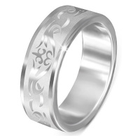 Ocelový prsten - matný s lesklým kmenovým vzorem