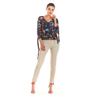 Infinite You Woman's Blouse M191 Navy Blue Flowers