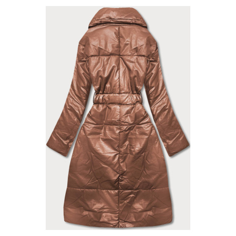 Hnědá oversize bunda z ekologické kůže (AG1-J9080) Ann Gissy