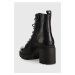 Kožené kotníkové boty Wojas dámské, černá barva, na podpatku, zateplené