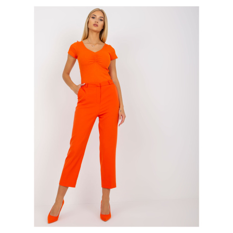 Oranžové elegantní kalhoty -orange Oranžová Rue Paris