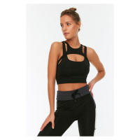 Trendyol Black Support/Shaping Barter Neck Knitted Sports Bra