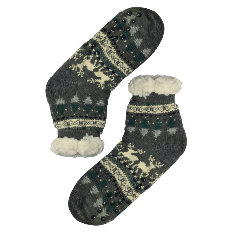 Norský vzor šedé ponožky s beránkem 1133 šedá