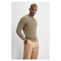 Trendyol Beige Slim Half Turtleneck Textured Knitwear Sweater