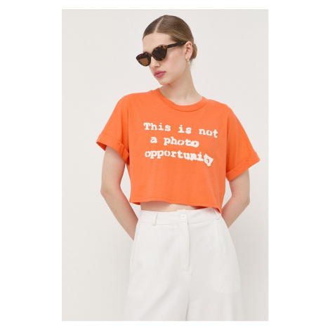 Bavlněné tričko Guess x Banksy oranžová barva