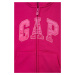 Dětská mikina GAP růžová barva, s kapucí, s aplikací