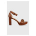 Kožené sandály Lauren Ralph Lauren Sylvia hnědá barva, 802891411001