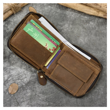 Hranatá kožená peněženka na zip