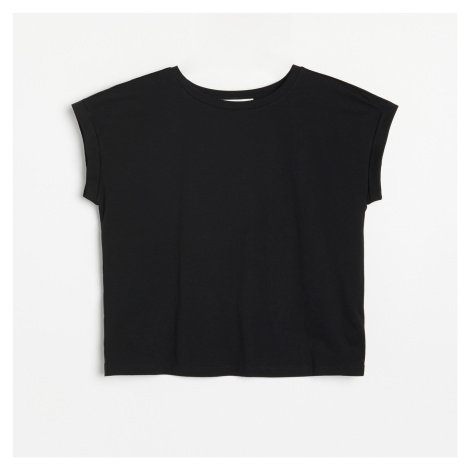 Reserved - Tričko s vysokým podílem bavlny a saténovým vzhledem - Černý