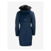 Modrý dámský prošívaný kabát s kapucí s umělým kožíškem Alpine Pro KRESA