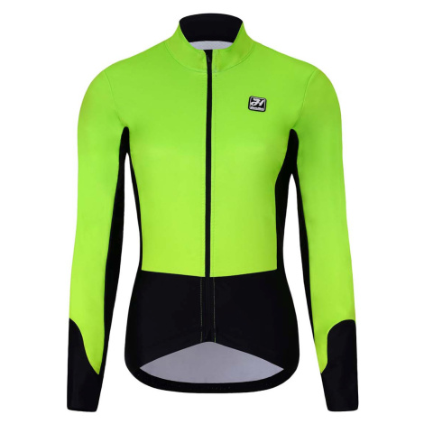 HOLOKOLO Cyklistická zateplená bunda - CLASSIC LADY - černá/zelená/žlutá