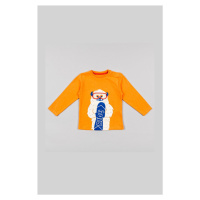 Dětská bavlněná košile s dlouhým rukávem zippy oranžová barva, s potiskem