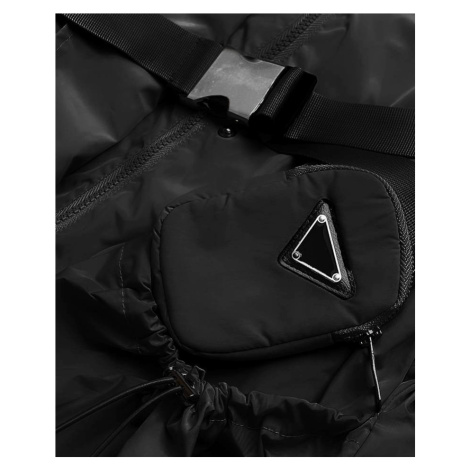 Krátká černá dámská bunda s páskem (AG3-03) Ann Gissy