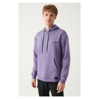 Avva Lilac Oversize Hooded Collar Printed Unisex Sweatshirt