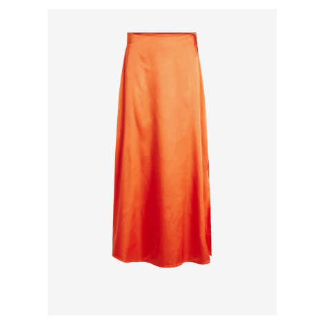 Oranžová dámská saténová maxi sukně VILA Ella