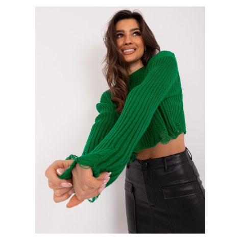Zelený krátký dámský pletený svetr BADU