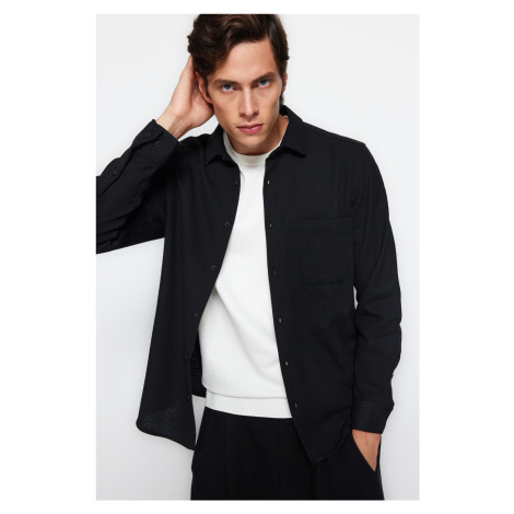 Trendyol Black Regular Fit Waffle Textured Knitted Shirt