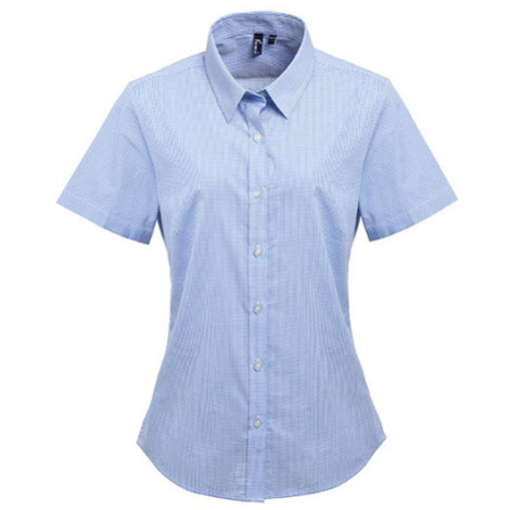 Premier Workwear Dámská bavlněná košile s krátkým rukávem PR321 Light Blue -ca. Pantone 7451