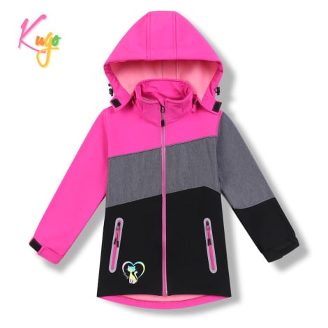 Dívčí softshellová bunda, zateplená KUGO HK5602, růžová Barva: Růžová