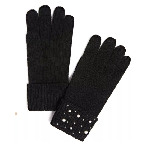 Guess dámské rukavice černé s perličkami