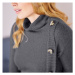 Blancheporte Měkký pulovr s knoflíky antracitová