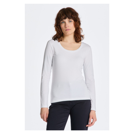 TRIČKO GANT SLIM COT/ELA LS SCOOP NECK TOP bílá