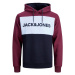 JACK & JONES Mikina rubínově červená / černá / bílá