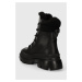 Kožené boty Karl Lagerfeld TREKKA MAX KC dámské, černá barva, na platformě, zateplené, KL43563