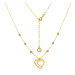 GEMMAX Jewelry Řetízkový zlatý náhrdelník Srdce s barevnými korálky délka 45+3 cm GLNCN-48-32791