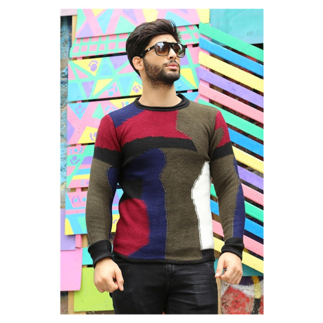Madmext 2803 Patch Patterned Sweater - Crew Neck Black