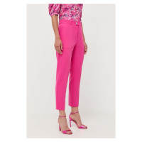 Kalhoty Custommade dámské, růžová barva, jednoduché, high waist