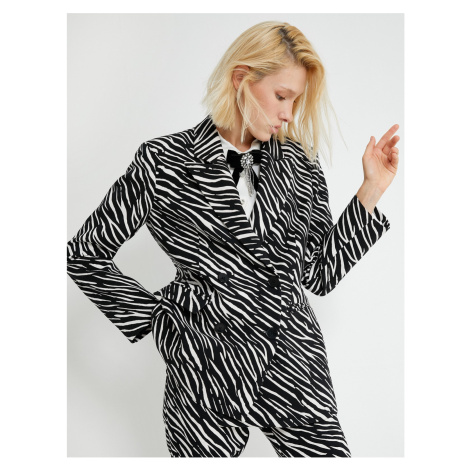 Koton Zebra Patterned Double Breasted Blazer Jacket