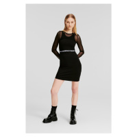 Šaty karl lagerfeld jeans klj fitted mesh mini dress black