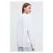 Bavlněná mikina Versace Jeans Couture dámská, bílá barva, s kapucí, potiskem, 76HAIG03 CF01G