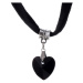 Camerazar Sametový Choker Náhrdelník s Černým Srdcem, Obvod 30 cm + Prodloužení 7 cm