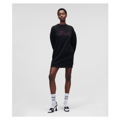 Šaty karl lagerfeld karl signature sweat dress černá