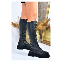 Fox Shoes Black Lace-up Casual Women's Boots