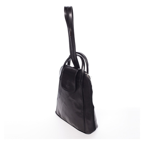 Kožený kabelko-baťůžek Gianina, černý Delami Vera Pelle