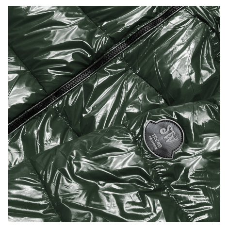 Tmavě zelená lakovaná dámská bunda (B8039-10) S'WEST