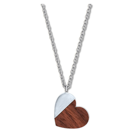CRYSTalp Romantický ocelový náhrdelník Wooden Heart 30450.W1.E