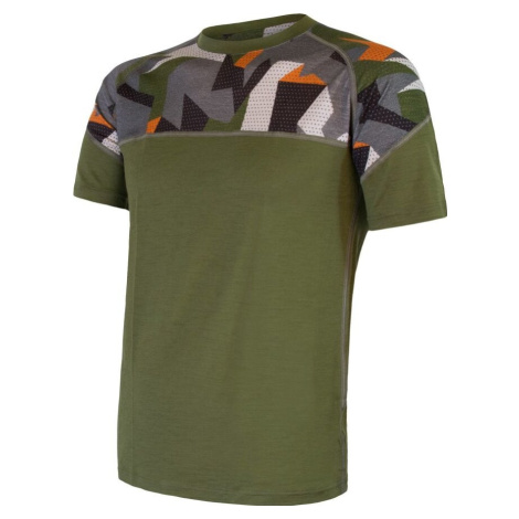 Pánské merino tričko SENSOR Impress zelená/camo