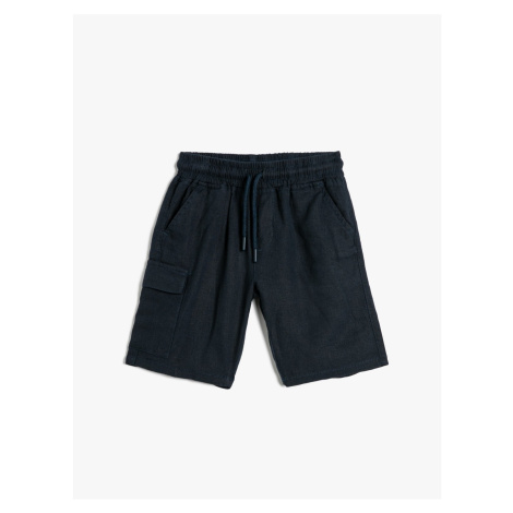 Koton Linen Shorts with Tie Waist Pockets