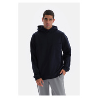 Dagi Navy Blue Pocket Detailed Hooded Sweatshirt