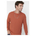 Trendyol Cinnamon Men's Oversize Fit Wide Fit Crew Neck Basic Knitwear Sweater