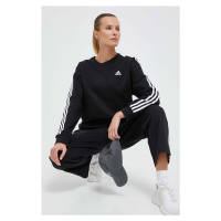 Bavlněná mikina adidas dámská, černá barva, hladká, IC8766