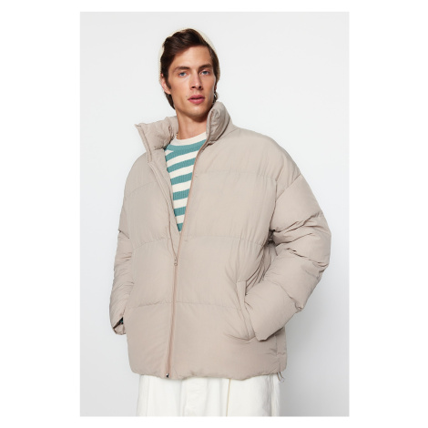 Trendyol Stone Unisex Oversize Fit Stojatý límec Puffer bunda