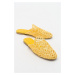 LuviShoes Santo Genuine Leather Yellow Knitted Women's Slippers
