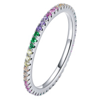 Minimalistický stříbrný prsten s barevnými kamínky LOAMOER