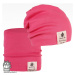 Bavlněná čepice a nákrčník Dráče - Pastels Double 35, neonově růžová Barva: Růžová