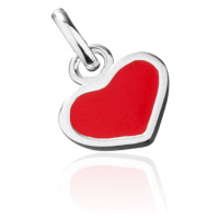 Stříbrný přívěsek 925 - červené srdce se stříbrným okrajem